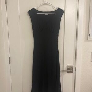 Vintage Y2K Black Midi A Line Dress Romantic Feminine Bodycon Classic